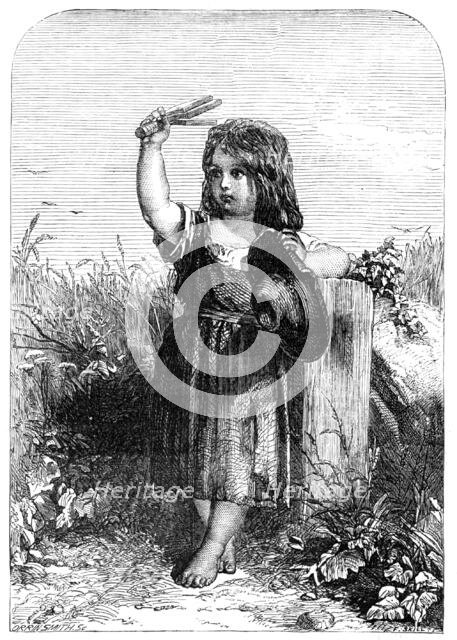 "The Little Scarecrow" - painted by T. Dicksee - from the Exhibition of the British Institution,1857 Creator: Harvey Orrin Smith.