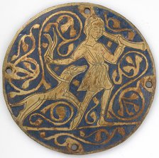Medallion with Varlet with Horn and Hound, French, ca. 1240-60. Creator: Unknown.