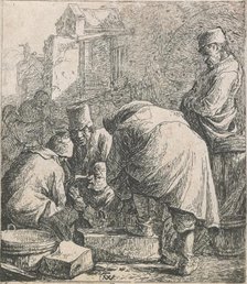 Man adjusting his footwear, 1631-1677. Creator: Thomas Wyck.