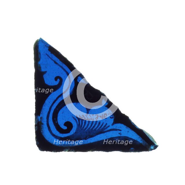 Glass Fragment, French, 12th-14th century. Creator: Unknown.