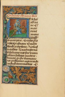 Initial A: Saint Adrian; Crohin-La Fontaine Hours, (about 1480-1485?). Creators: Master of the Dresden Prayer Book, Workshop of the Master of the Dresden Prayer Book.