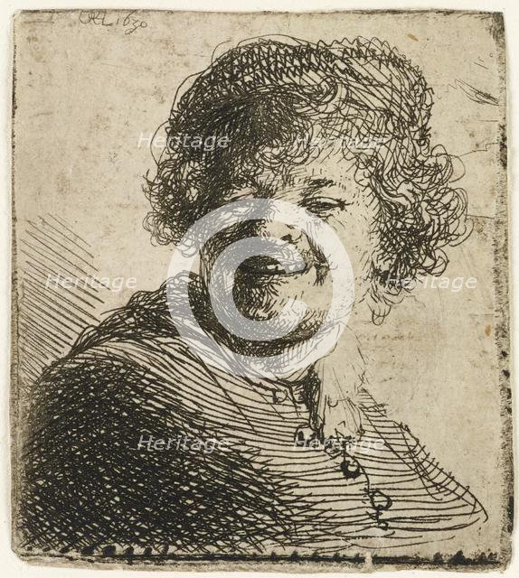 Self-portrait in a cap: laughing, 1630. Creator: Rembrandt Harmensz van Rijn.
