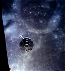 Apollo 16 Command and Service Module Over the Moon, 1972. Creator: Thomas Mattingly.