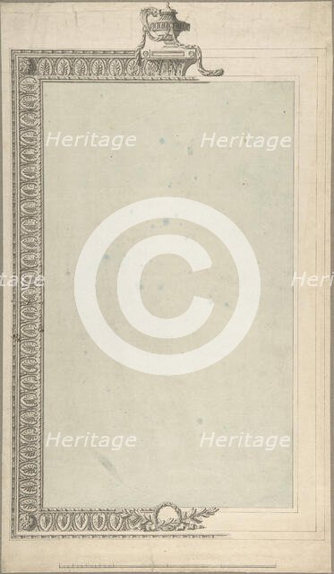 Design for a Pier-glass, of Tall Oblong Form, the Border a Palmette Frieze..., 1740-1800. Creators: William Chambers, John Yenn.