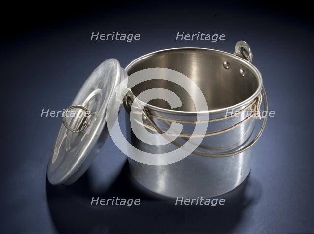 Aluminum pot and lid used by Charles Lindbergh, 1931. Creator: Primus.