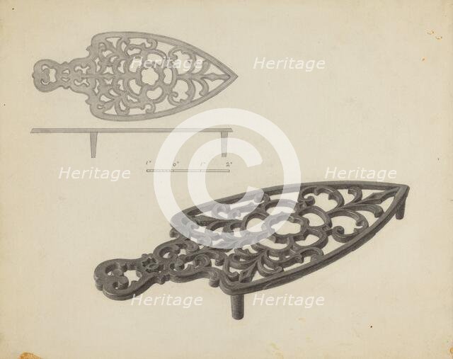 Flat Iron Holder, c. 1939. Creator: Charles Garjian.