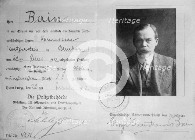 German drivers license - Bain, between c1910 and c1915. Creator: Bain News Service.