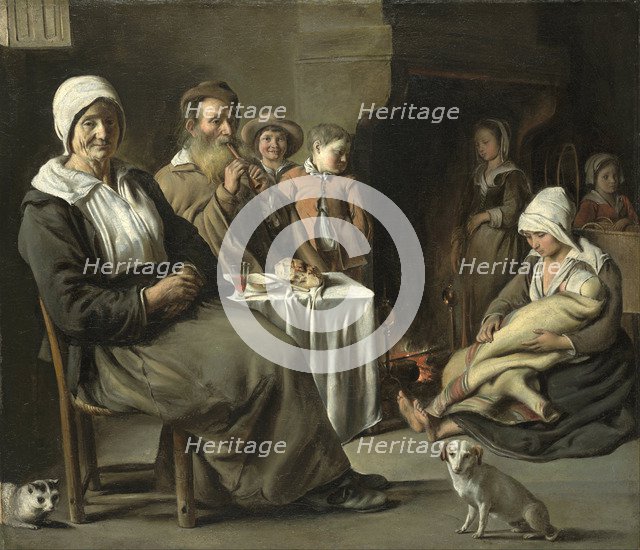 Peasant Interior with an Old Flute Player. Artist: Le Nain, Louis (1593-1648)