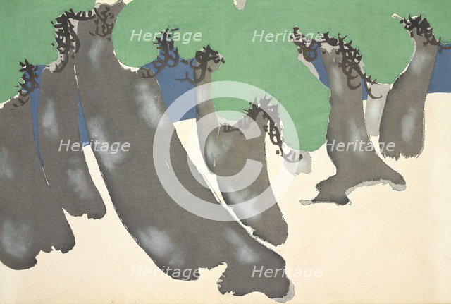 Sonare No Matsu, from Momoyo-gusa (The World of Things) Vol III, pub.1910 (colour block woodcut)