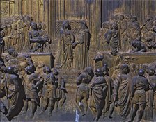  'Meeting between Solomon and the Queen of Sheba', panel of the east door of the Baptistery of Sa…