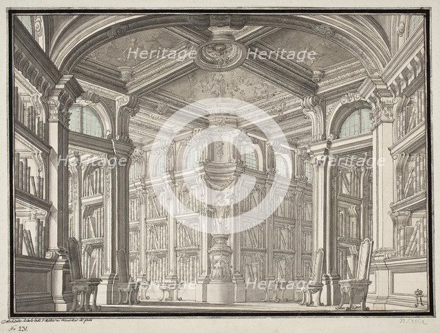 Design for the interior decoration of a Library, Mid of the 18th cen..