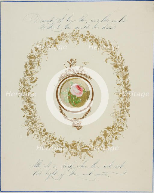 Dearest, I Love Thee (valentine), c. 1850. Creator: Unknown.
