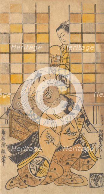 Ichikawa Danjuro II as Kanto Koroku and Yamamura Ichitaro as Oichi, ca. 1721. Creator: Torii Kiyotomo.