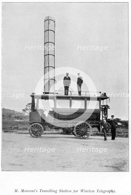 Mobile radio station used by Marconi, 1900. Artist: Unknown