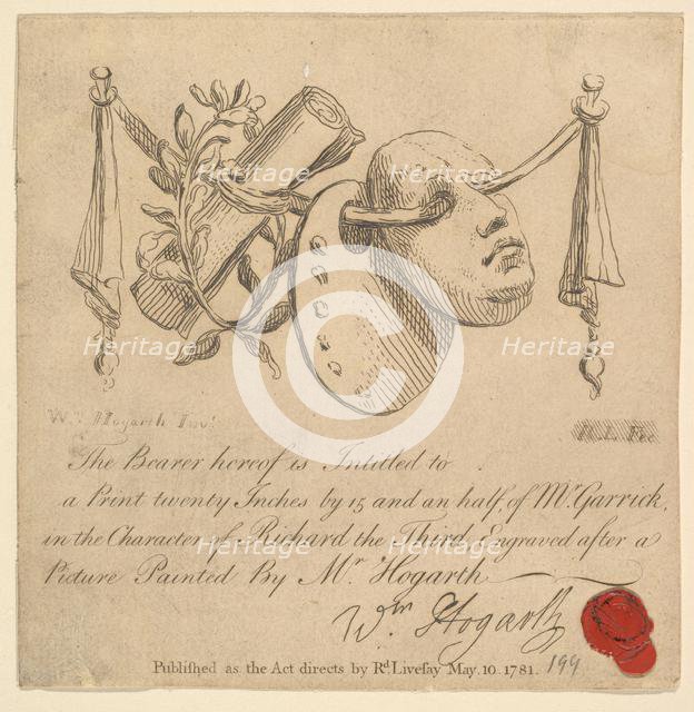 Mask and Palette, 1781. Creator: Richard Livesay.