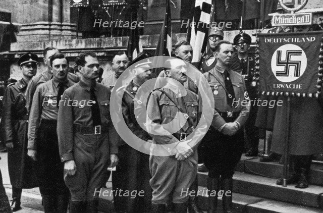 Nazi leaders at the Feldherrnhalle, Munich, Germany, 9 November 1934. Artist: Unknown