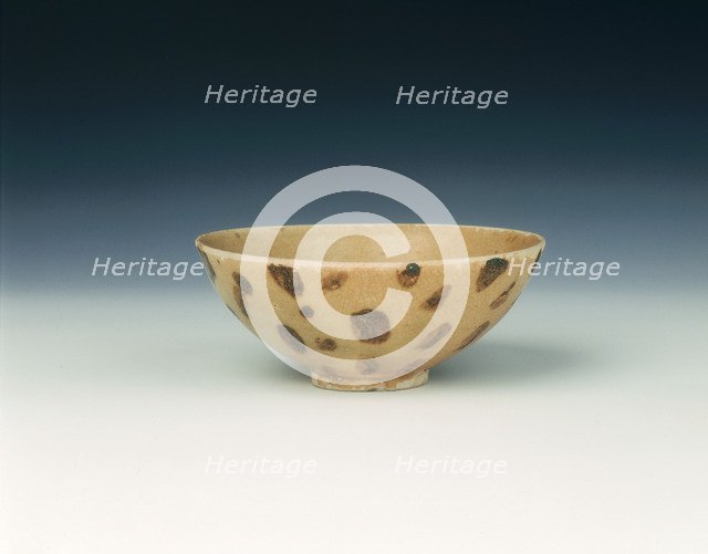 Bowl with yellowish-green glaze with brown spots, Song dynasty, China, 960-1279. Artist: Unknown
