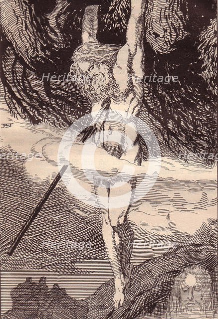 Odin Hanging on the World-Tree. Illustration for The Edda: Germanic Gods and Heroes by Hans von Wo Artist: Stassen, Franz (1869-1949)