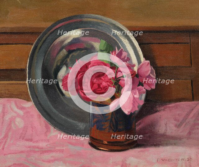 Roses and pewter dish, 1920. Creator: Vallotton, Felix Edouard (1865-1925).