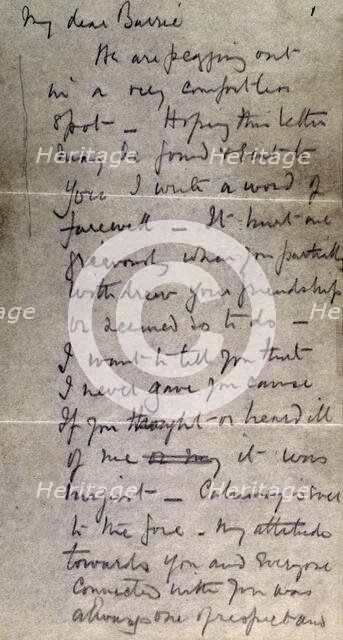 Scott's last letter from the Antarctic, 1912. Creator: Robert Falcon Scott.