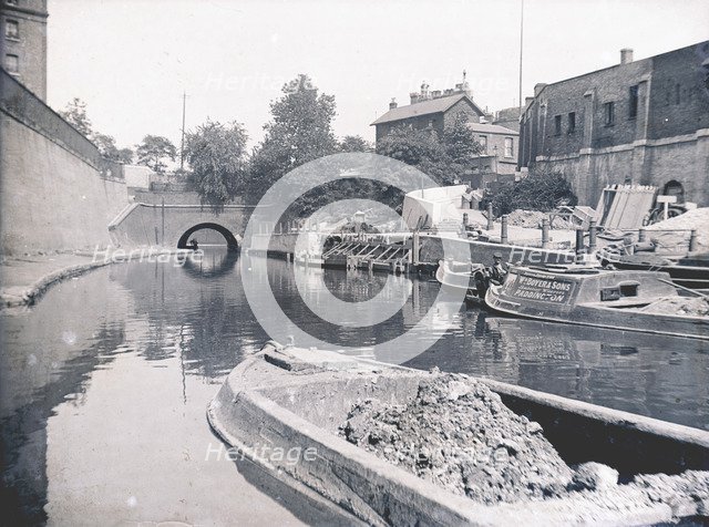 Unloading on the Grand Union Canal, London, c1905. Artist: Unknown