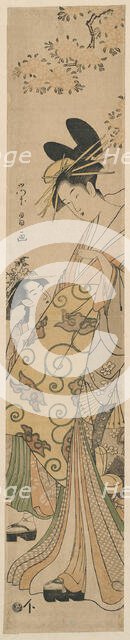 Courtesan and her Attendant under Cherry Tree, c. 1780/1800. Creator: Chokosai Eisho.