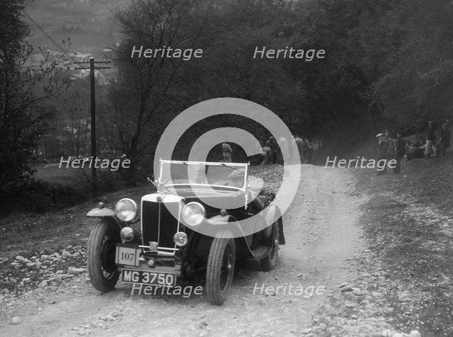 MG Magnette competing in a motoring trial, Nailsworth Ladder, Gloucestershire, 1930s.. Artist: Bill Brunell.