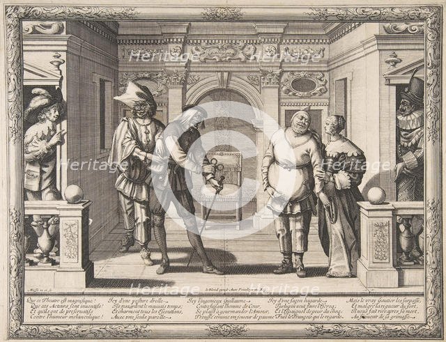 Actors at the Hotel de Bourgogne, ca. 1633-34. Creator: Abraham Bosse.