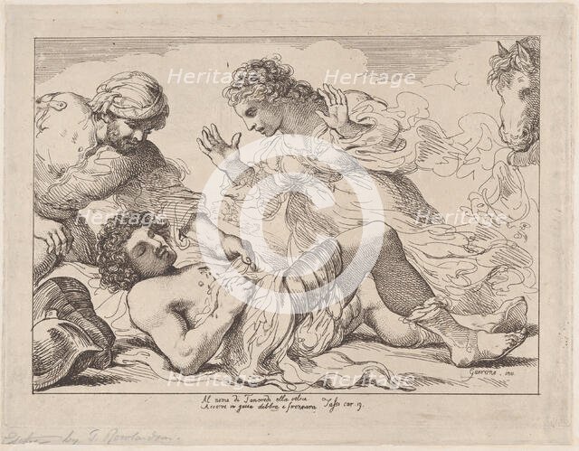 Erminia Discovers the Wounded Tancred (from Tasso, Gerusalemme Liberata), ca. 1790., ca. 1790. Creator: Thomas Rowlandson.