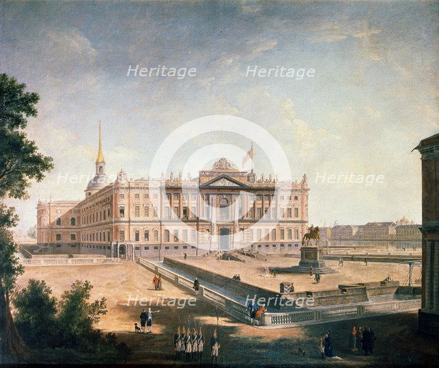 View of the Michael Palace and the Connetable Square, St Petersburg, c1800. Artist: Fyodor Yakovlevich Alexeev