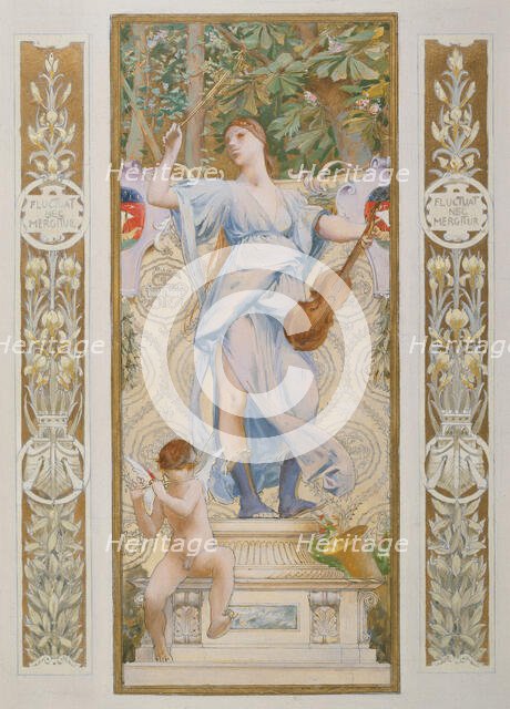 Sketch for the 'Festival Staircase' at the Hotel de Ville in Paris: Music, c1888-1898. Creator: Luc Olivier Merson.