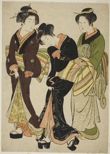 Two Entertainers and a Maid, c. 1777. Creator: Kitao Shigemasa.