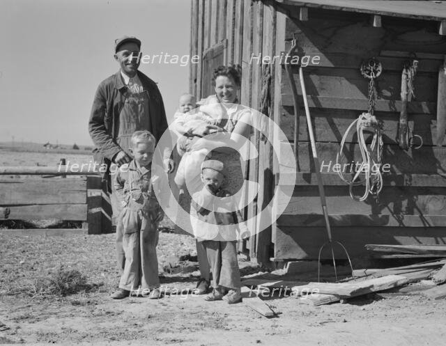 The Schroeder family on their new farm, Dead Ox Flat, Malheur County, Oregon, 1939. Creator: Dorothea Lange.