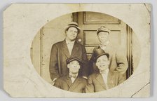 Photographic postcard of four unidentified men, 1906-1915. Creator: Unknown.