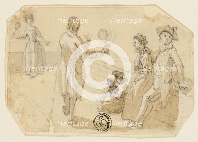 Couple Playing Shuttlecock and Battledore, 1760/99. Creator: Paul Sandby.