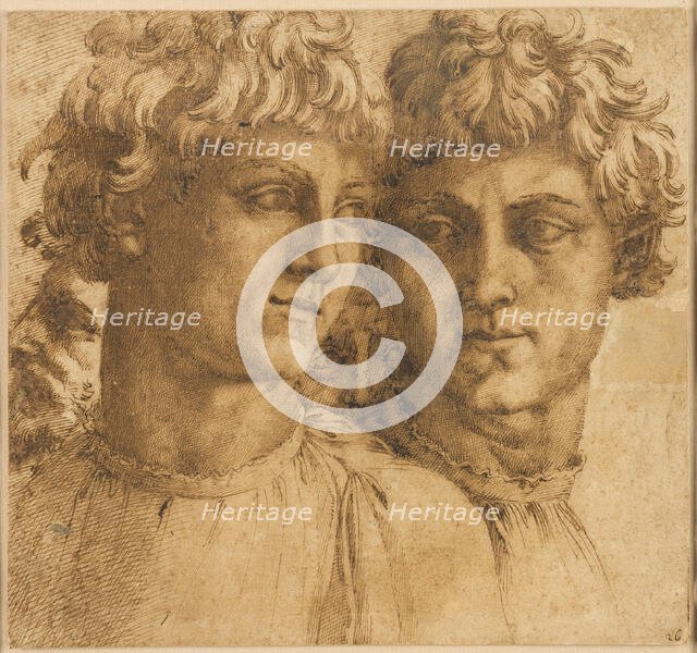Two Studies of the Head of a Youth, c.1550. Creator: Baccio Bandinelli.