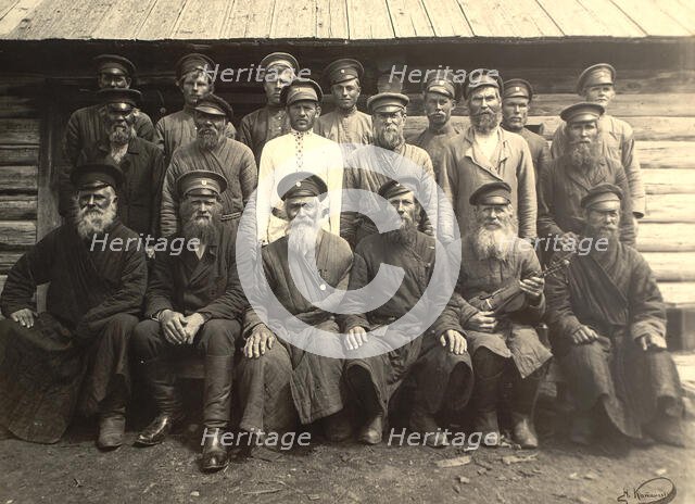 A group of old-timer Cossacks, 1909. Creator: Nikolai Georgievich Katanaev.