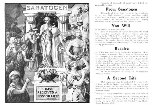 Sanatogen: "I have received a second life", 1909. Creator: Edward Frederick Skinner.