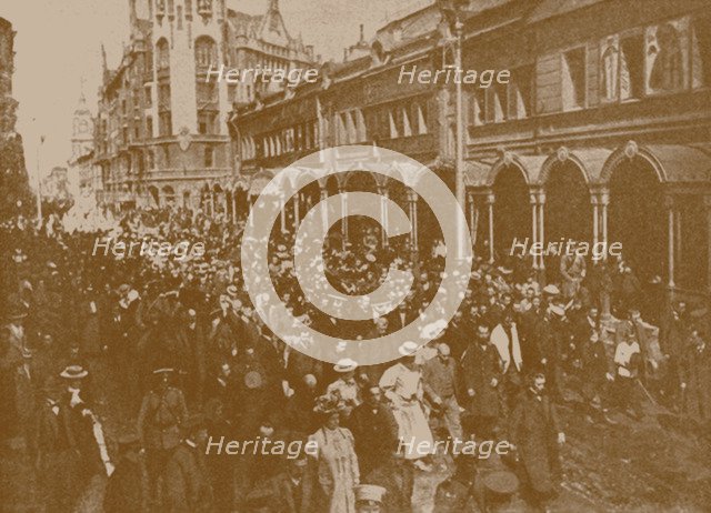 Funeral procession of Nikolai Rimsky-Korsakov in Petersburg, 1908.
