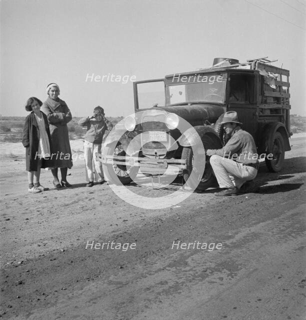 Drought refugee family from McAlester, Oklahoma, 1936. Creator: Dorothea Lange.