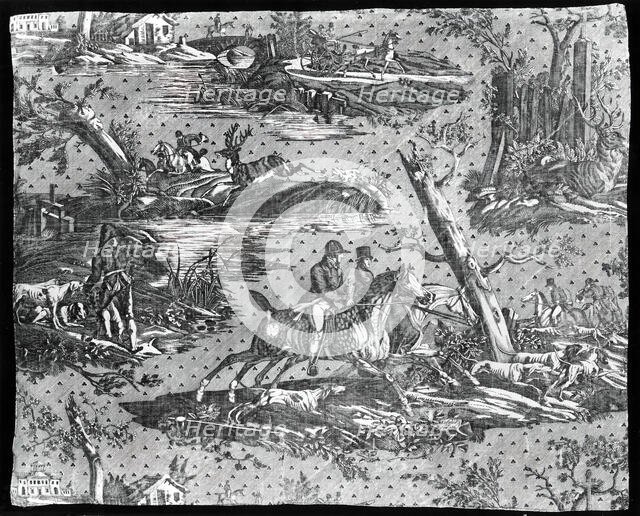 La Route de Jouy (The Road to Jouy) (Furnishing Fabric), Nantes, c. 1820. Creator: Favre-Petitpierre et Cie.