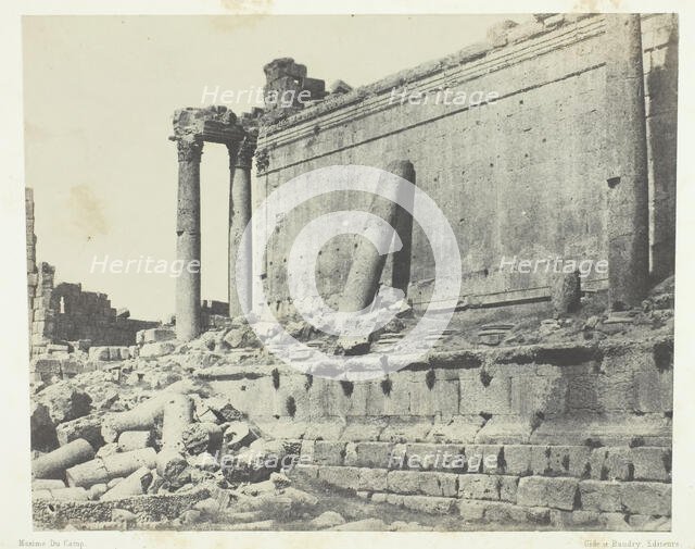 Baalbeck (Héliopolis), Temple De Jupiter, Façade Orientale; Syrie, 1849/51, printed 1852. Creator: Maxime du Camp.