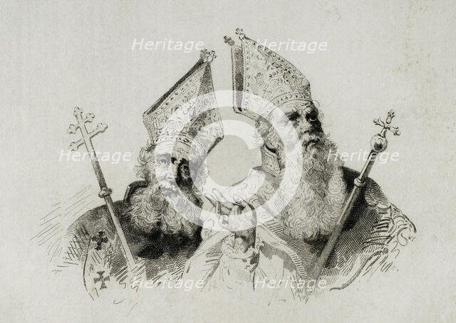 St Gregory the Enlightener, (257-c330), founder of the Armenian Apostolic Church, 1838.  Creators: Hippolyte Lalaisse, Moret.