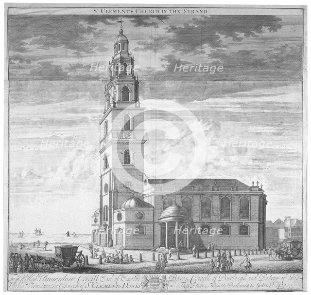 St Clement Danes Church, Westminster, London, c1719.                                                 Artist: Johannes Kip