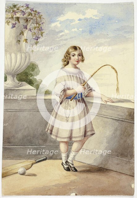 Young Girl with Crop and Cricket Bat, n.d. Creator: Elizabeth Murray.