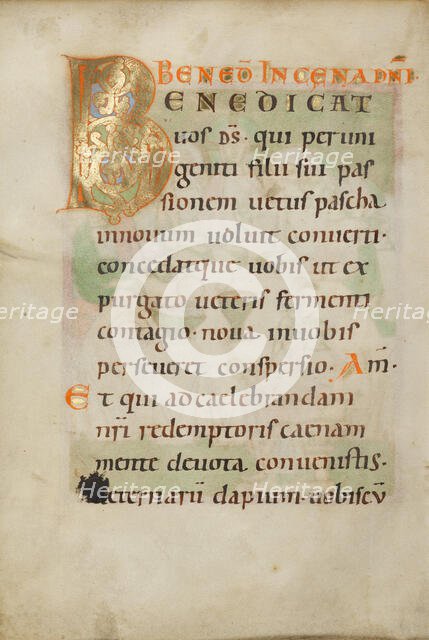Decorated Initial B; Benedictional, about 1030-1040. Creator: Unknown.