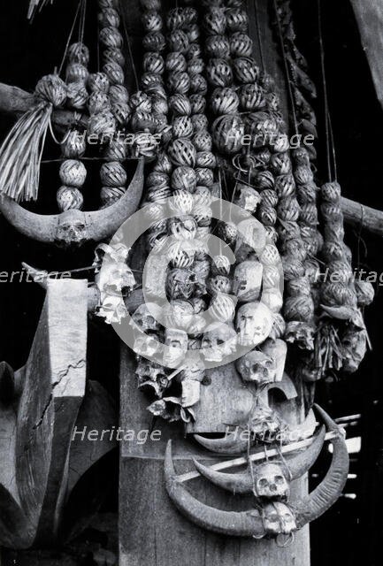 Trophies of a headhunter's house of the Chang Naga tribe, India,..., c1930s. Creator: Unknown.