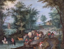 'Landscape with Figures Crossing a Brook', 17th century. Artist: Peeter Gysels.