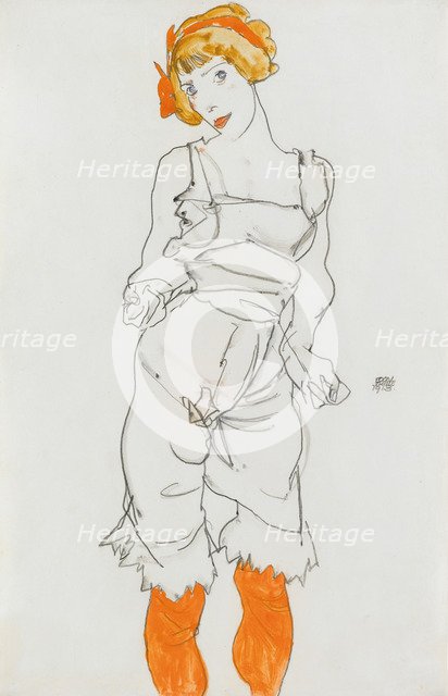 Woman in Underclothes and Stockings (Wally Neuzil), 1913.