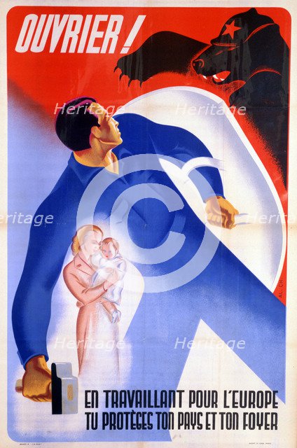 French workers for Germany poster, 1943. Artist: Unknown